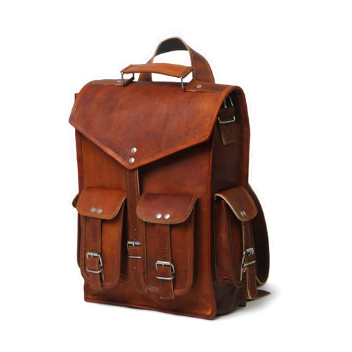 MaheTri Leather Convertible Backpack 2 In 1 Shoulder Rucksack Laptop Leather Backpack For Men, 16 Inch