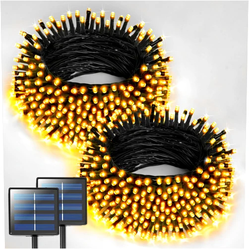 JMEXSUSS 2 Pack Solar String Lights Outdoor Waterproof - Total 400 LED 151FT Solar Lights Outdoor, 8 Modes Warm White Christmas Light for Outside Patio Yard Tree Garden Christmas Decorations