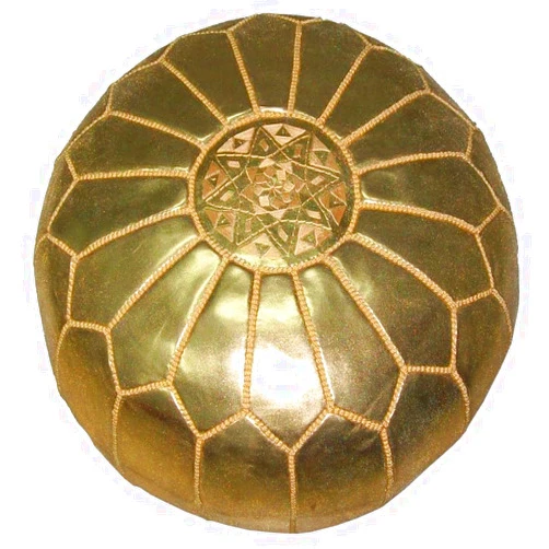 MUOSI Moroccan Ottoman/Pouf in Metallic Gold