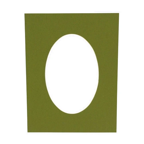Poster Palooza 16x20 Mat Bevel Cut for 13x18 Photos - Precut Dill Green Oval Shaped Photo Mat Board Opening - Acid Free Matte to Protect Your Pictures - Bevel Cut for Family Photos, Pack of 1 Matboard