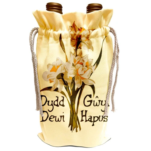 3dRose Happy St Davids Day Artistic Bouquet Of March Daffodils - Wine Bags (wbg_357404_1)