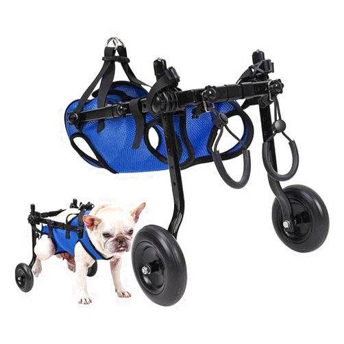 NURCOIOX Dog Cart Adjustable 2-Wheel, Small Pets Wheelchair for Back Legs, Rehabilitation Training Aid Trolley, Assist Hind Legs Walking Wheel Chair Hip Support Leg Brace Lightweight Wheelchair-X-Small