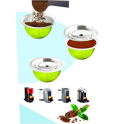 Pssopp Coffee Filter Refillable with Spoon and Brush,Reusable Coffee Capsule Lid Ve rtuoline Coffee Pod Food Grade Silicone Discs Reusable and Refillable for Nespresso Machine