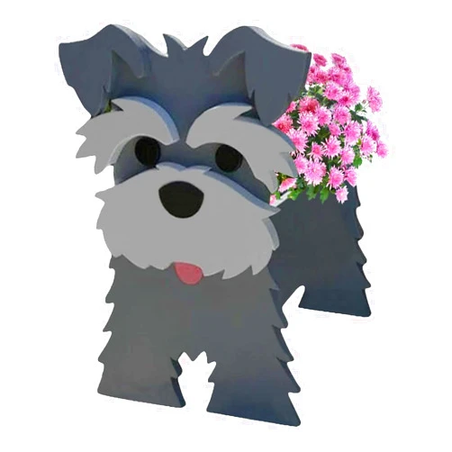 Bamboo's Grocery LoKii Gray Schnauzer Dog Planter, Cute Dog Plant Pot, Animal Shape Plant Containers, for Outdoor Indoor and Garden Decoration Plants