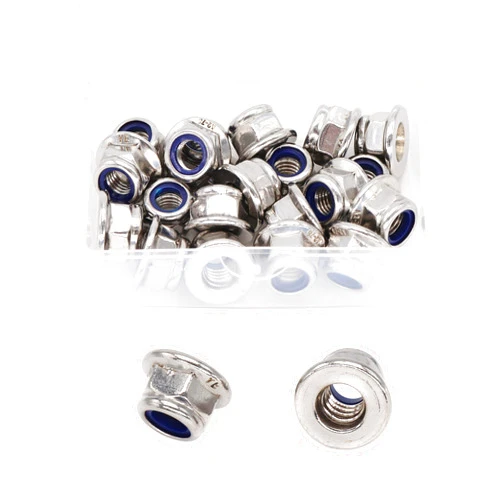 cSeao 20pcs M8 x 1.25mm Flanged Nylon Inserted Lock Nuts 304 Stainless Steel A2-70/18-8, DIN6926