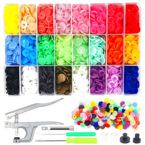 EuTengHao 1440Pcs Plastic Snap Buttons No-Sew Snap Fasteners T5 Snaps with Snaps Pliers Kit for Clothing Sewing,Rain Coat,Bibs,Clothes Crafting(24 Colors,360Sets)