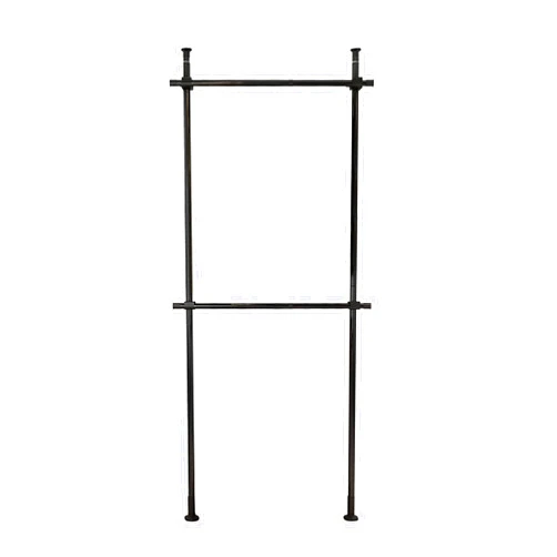 Josbuynls Closet Organizer, 2 Tier Floor to Ceiling Clothes Racks Adjustable Clothing Rack Clothing Storage Hanging Shelf Stainless Steel-Black