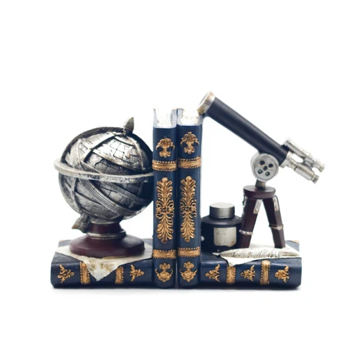 Maibiansm Vintage Decorative Bookends,Telescope and Armillary Spheres Space Decorative Bookends,Book Ends for Shelves for Study Room Bookstore Office Vintage Decor