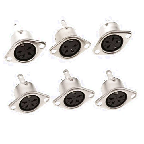 jing 5Pin DIN Female Jack Socket Connector Panel Mount Chassis Audio 2 Hole Soldering Din Jack Socket 6 Pcs