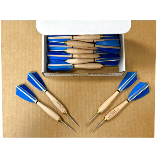 Generic Royal Blue Turkey Feather Wood Darts #1-Official Tournament