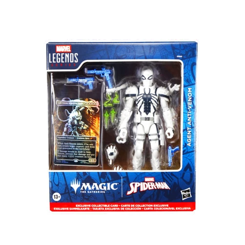 Marvel Spider-Man Marvel Legends Series Magic: The Gathering Agent Anti-Venom, 6-Inch Action Figure Toy & Exclusive Foil Collectible Card Game Trading Card
