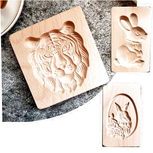 AVSMGP Cookie Wooden Mold, Shortbread Engraving Biscuit Mold 3D Creativity Wooden Baking Cookie Biscuit Press, Funny Wooden Cookie Molds for Honeycake Cookies Baking Molds,A