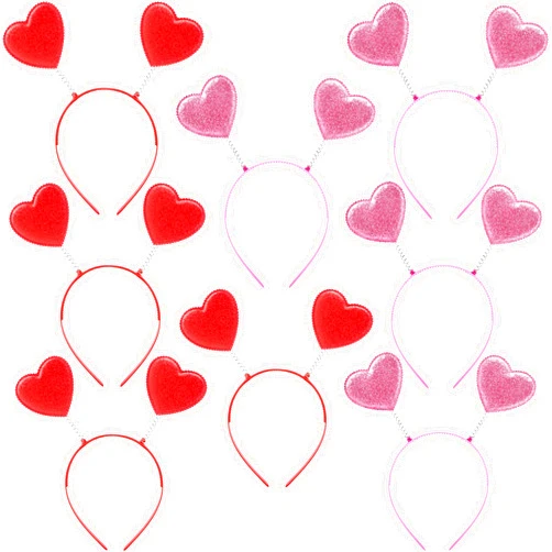 Sonarun 8 Pack Valentine's Day Glitter Heart Headband Rimless for Valentine's Day Wedding Holiday Party Costume Accessory, 2 colors
