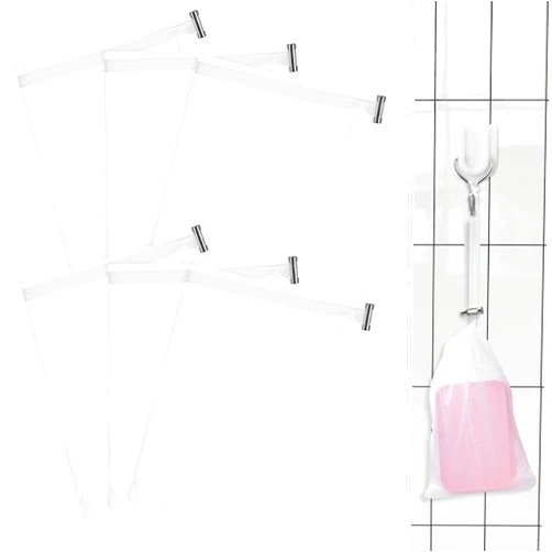 Sliverdew 6 PCS Exfoliating Mesh Soap Pouch Soft Soap Bag with Drawstring for Shower Double Layer Thicken Foam Net Bubble Foam Net Soap Sack Saver Pouch, White