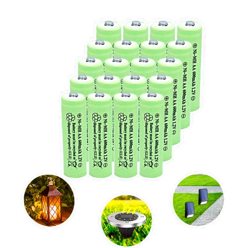 GEILIENERGY NiMH AA 600mAh 1.2V Rechargeable Batteries for Solar Lights, Garden Lights, Remotes, Mice(Pack of 20)