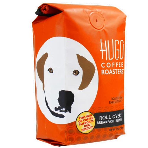 Hugo Coffee Roasters Hugo Coffee Whole Beans Roll Over Breakfast Blend Coffee with Maple, Milk Chocolate, & Nut Tasting Notes - Hugo Supports Dog Rescues (12 oz)