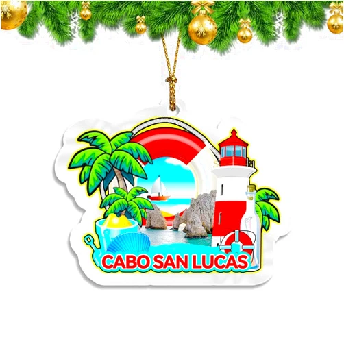 Orlybar Cabo San Lucas Mexico Christmas Ornament Transparent Acrylic Double Sided Tree Decoration Pendant Travel Souvenir Tourist Collection Personalized Car Backpack Accessories -2015