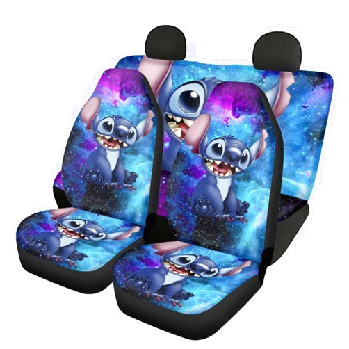 NEVAY Cartoon Car Seat Covers Full Set - Universal Fit, Anime Automotive Low Back Seat Cover, Split Bench Rear Seat, Washable for SUV, Sedan(Color: B)
