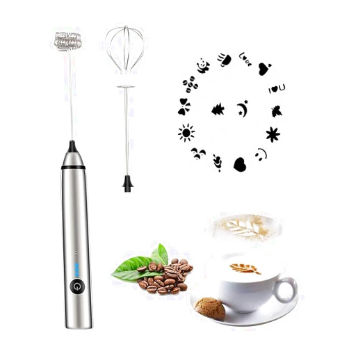 Fivtyily Milk Frother Handheld Rechargeable Electric Foam Maker, Drink Mixer with Stainless Steel Whisk and Stand for Cappuccino, Bulletproof Coffee, Latte