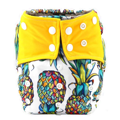 Sigzagor Baby Pocket Cloth Diaper Nappy Double Gussets Reusable Washable 8lbs-36lbs (Pineapples)