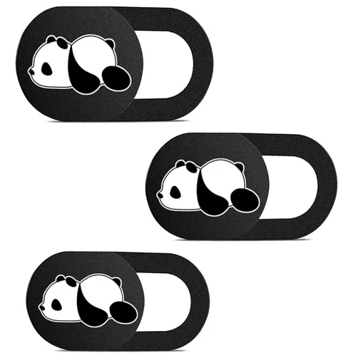 FanNicoo Webcam Cover Slide Cute Pattern Web Camera Cover 0.7mm Thin Fits for Laptop MacBook Pro iMac Air Computer Smartphones Tablets Protect Your Privacy and Security Strong Adhesive (3 Pack-Panda Pattern)