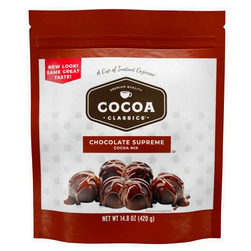 Cocoa Classics Chocolate Supreme Cocoa Mix | Made with Nonfat Milk | Just Add Hot Water | Gluten Free & Kosher Dairy Friendly | 14.8 oz Pouch (Pack of 1)