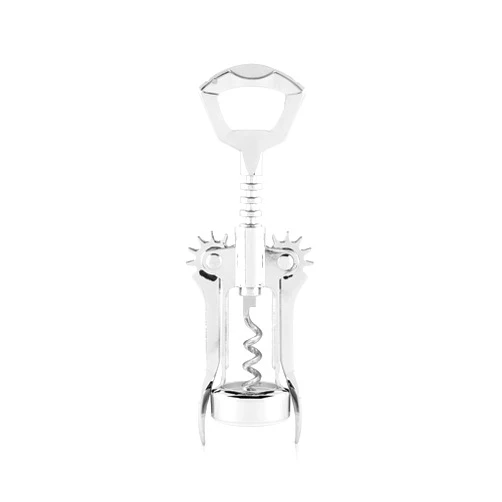 True Glider Winged Corkscrew Wine Opener with Foil Cutter, All in One Bottle Opener for Beers and Soft Drinks, Stainless Steel and Plastic with Sharp Screw, for Home Bar, Kitchen, Set of 1, Silver