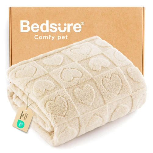 Bedsure Dog Blankets for Small Dogs Washable - Fluffy Fuzzy Cat Puppy Blanket with Premium 300GSM Coral Fleece Soft for Pet Kitten Doggy, White, 25x35IN
