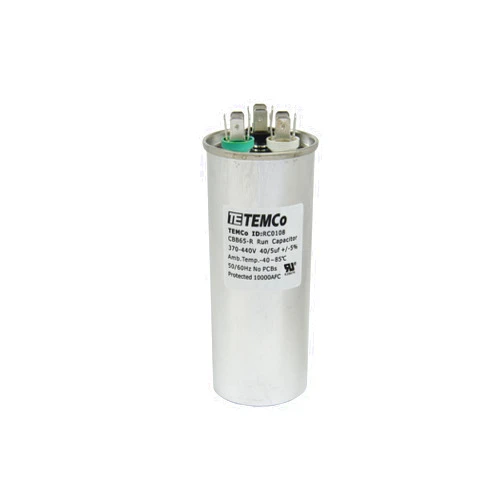 TEMCo Industrial TEMCo 40+5 uf/MFD 370-440 VAC Volts Round Dual Run Capacitor 50/60 Hz AC Electric - Lot -1 (Optional uf/MFD, Voltage and Lot Quantities Available)