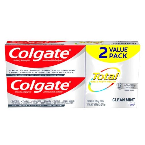 Colgate Total Toothpaste, Clean Mint, 9.6 Ounce (2-Pack)