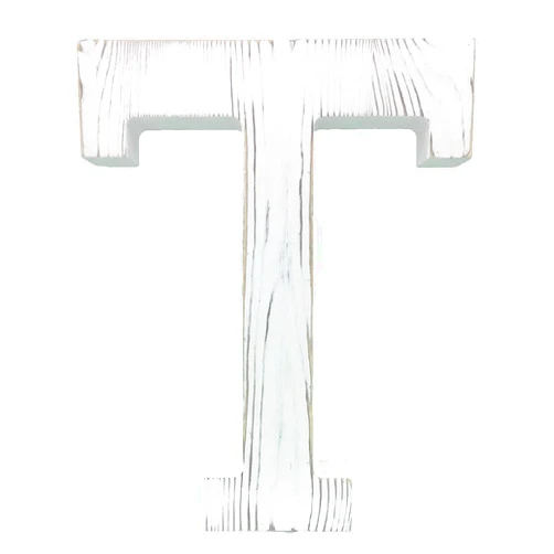 N\A Extra Large Wood Decor Letters Wood Distressed White Letters DIY Block Words Sign Alphabet Free Standing Hanging for Home Bedroom Office Wedding Party (T)