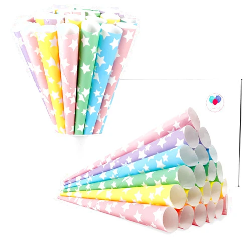 Candy Park Premium Cotton Candy Cones 100 Pack Rainbow Stars - Candy Park Multicolor Paper Cones - For Cotton Candy Machines & Candy Floss Sugar - Celebrations & Party Supplies