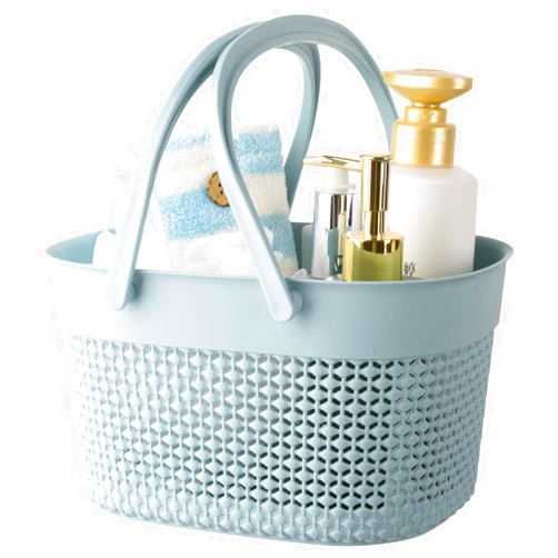 rejomiik Portable Shower Caddy Basket, Plastic Organizer Storage Tote with Handles Toiletry Bag Bin Box for Bathroom, College Dorm Room Essentials, Kitchen, Camp, Gym, Blue