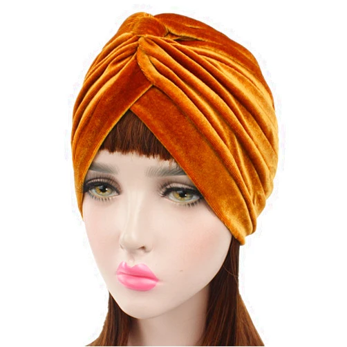Beauty YFJH Pleated Stretch Ruffle Women's Velvet Chemo Turban Hat Wrap Cover