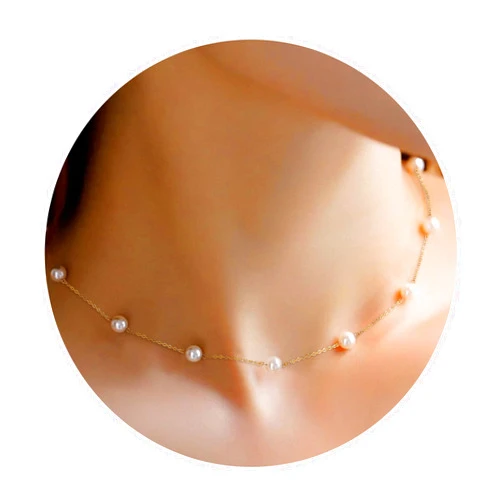 Trinckle Gold Pearl Necklace, Pearl Choker Necklace 15'' Pearl Necklaces for Women Dainty Gold Choker Beach Necklaces for Girls Adjustable Summer Jewelry as Bride Bridesmaid Wedding Birthday Gifts