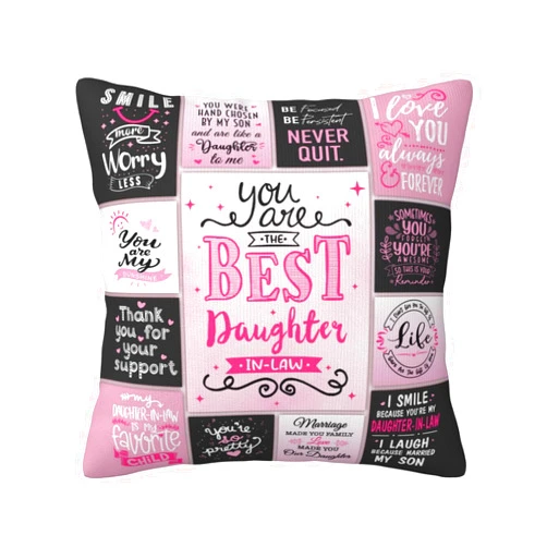Aotbuort Daughter in Law Gifts - Daughter in Law Gifts from Mother in Law - Gifts for Daughter in Law - Future Daughter in Law Birthday Gifts - Best Daughter in Law Pillow Cover 18X18 inch