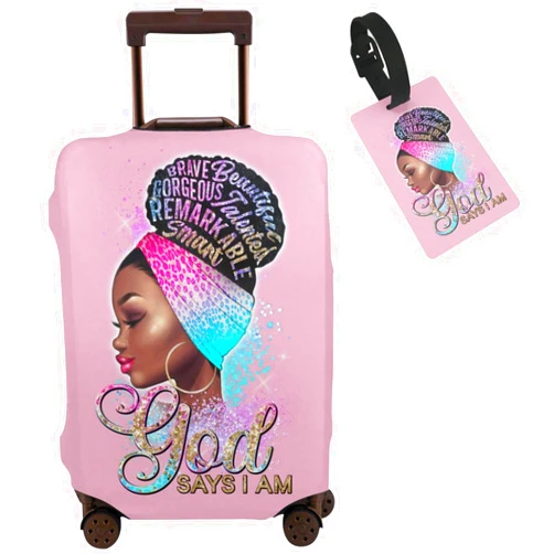 Tuizumy Travel Suitcase Protector Light skin african american Elastic Protective Washable Luggage Cover With Concealed Zipper Suitable For 18-32 Inch (S (for 18--21 inch luggage))