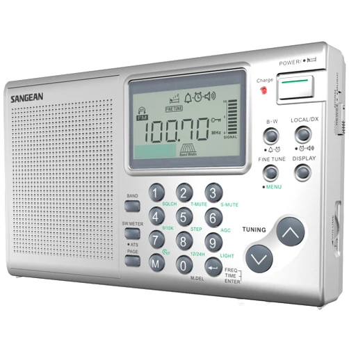 Sangean ATS-405 FM-Stereo/AM/Short Wave World Band Receiver, Silver
