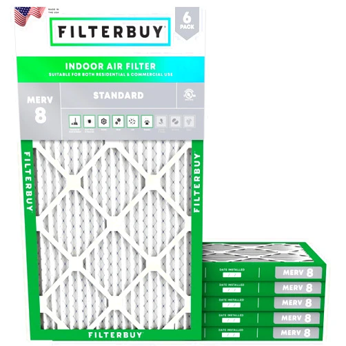 Filterbuy 8x20x1 Air Filter MERV 8 Dust Defense (6-Pack), Pleated HVAC AC Furnace Air Filters Replacement (Actual Size: 8.00 x 20.00 x 0.75 Inches)