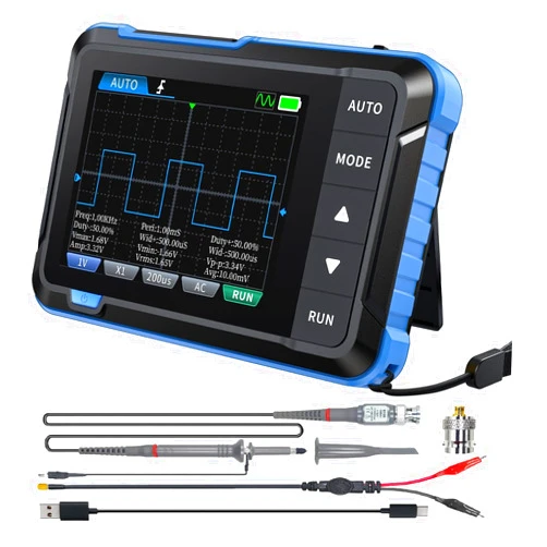 WESTOBiG 【Upgraded DSO153 Plus 10X Probe】 2 in 1 Oscilloscope/DDS Signal Generator, Digital Handheld Automotive Oscilloscope 2.8 inch TFT, 1MHz Bandwidth, 5MS/s Sampling Rate, Auto/Nomal/Single Trigger