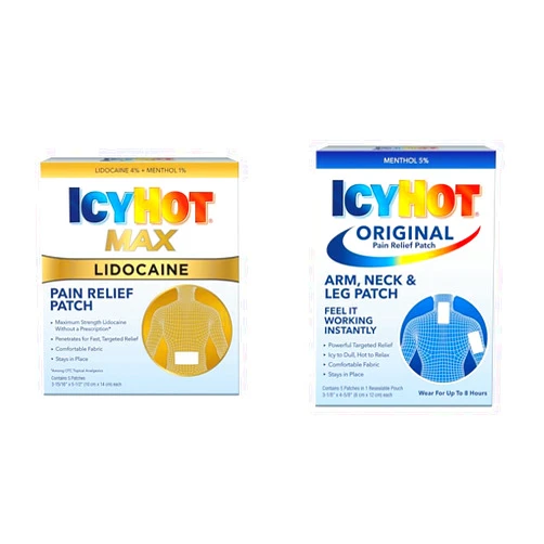 Icy Hot Max Strength Lidocaine (5 Count) Plus Original Small (5 Count) Pain Relief Patches Bundle