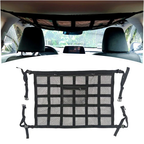 Slykew 1 PC Car Roof Storage Mesh Bag, 31.5