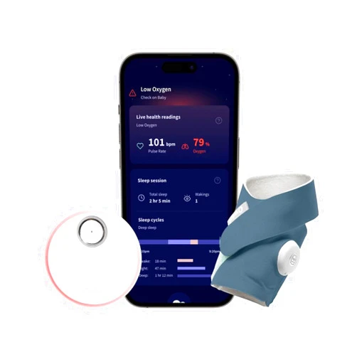 Owlet Dream Sock® - FDA-Cleared Smart Baby Monitor - Track Live Pulse (Heart) Rate, Oxygen In Infants - Receive Notifications - Bedtime Blue