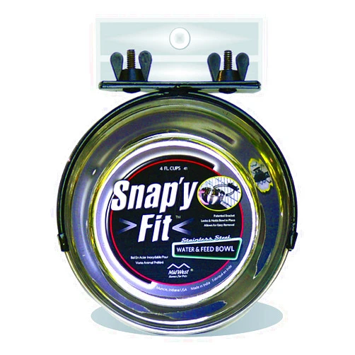 MidWest Homes for Pets Snap'y Fit Stainless Steel Food Bowl/Pet Bowl, 1 qt. for Dogs & Cats