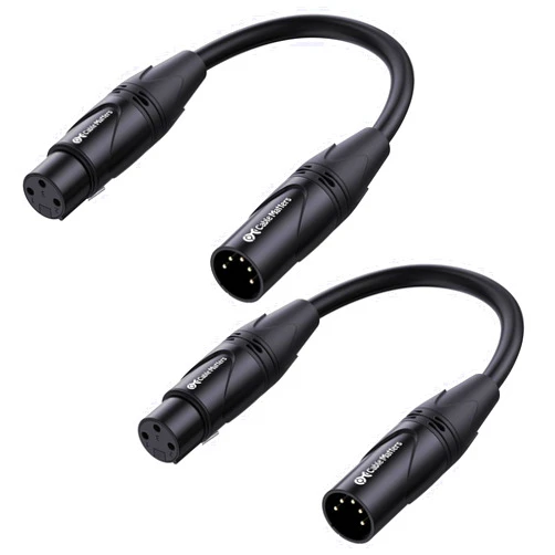 Cable Matters 2-Pack 5 Pin to 3 Pin DMX Lighting Cable - 6 Inches, 5Pin Male to 3Pin Female XLR/DMX Adapter Cable, Black