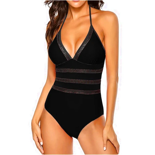 DROEYROEST Women One Piece Swimsuits Tummy Control Sexy Hollow Out Bathing Suit V Neck Swimwear