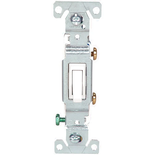 EATON Wiring 1301-7W-SP-L 15-Amp, 120-Volt Standard Grade Single Pole Framed Toggle AC Quiet Switch, White