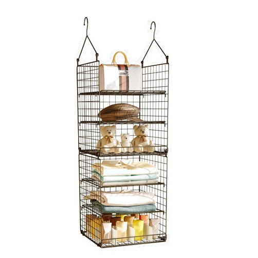 Yuyetuyo 6 Tier Hanging Closet Organizer Foldable Hanging Clothes Shelves with Adjustable Dividers, Closet Shelf Organizer for Clothing Sweaters Socks Dolls Handbags, Separable, Black
