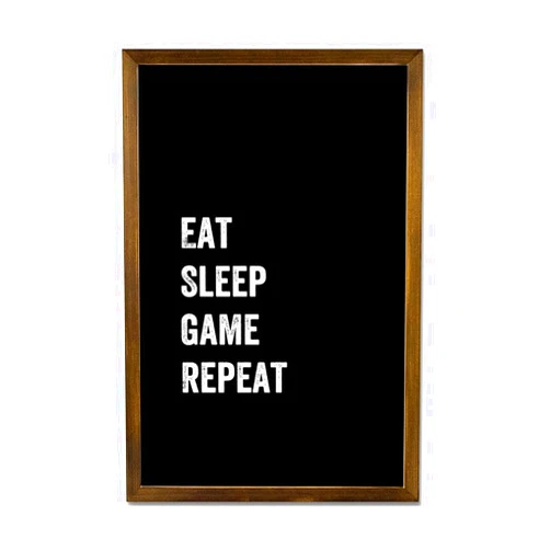 LUIJORGY Eat Sleep Game Repeat Wooden Framed Sign 8x12in Inspirational Wall Decor Wooden Art Signs Positive Quotes Sayings Rustic Wood Framed Modern Farmhouse Wall Hanging Art New Home Gifts