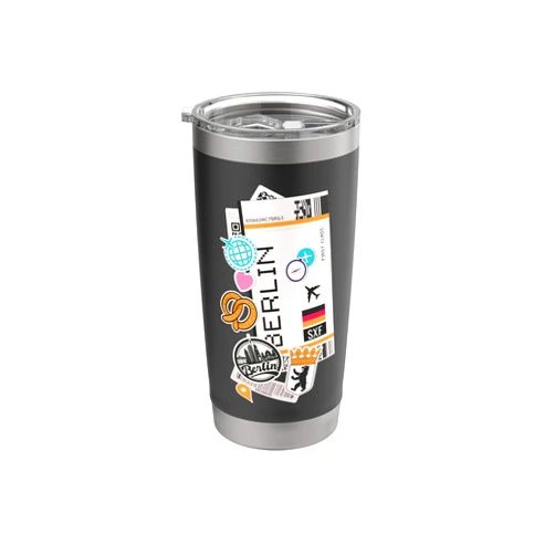 Traveler Souvenir Tickets Berlin Air Ticket Boarding Pass Plane Germany Travel Lover Stainless Steel Insulated Tumbler